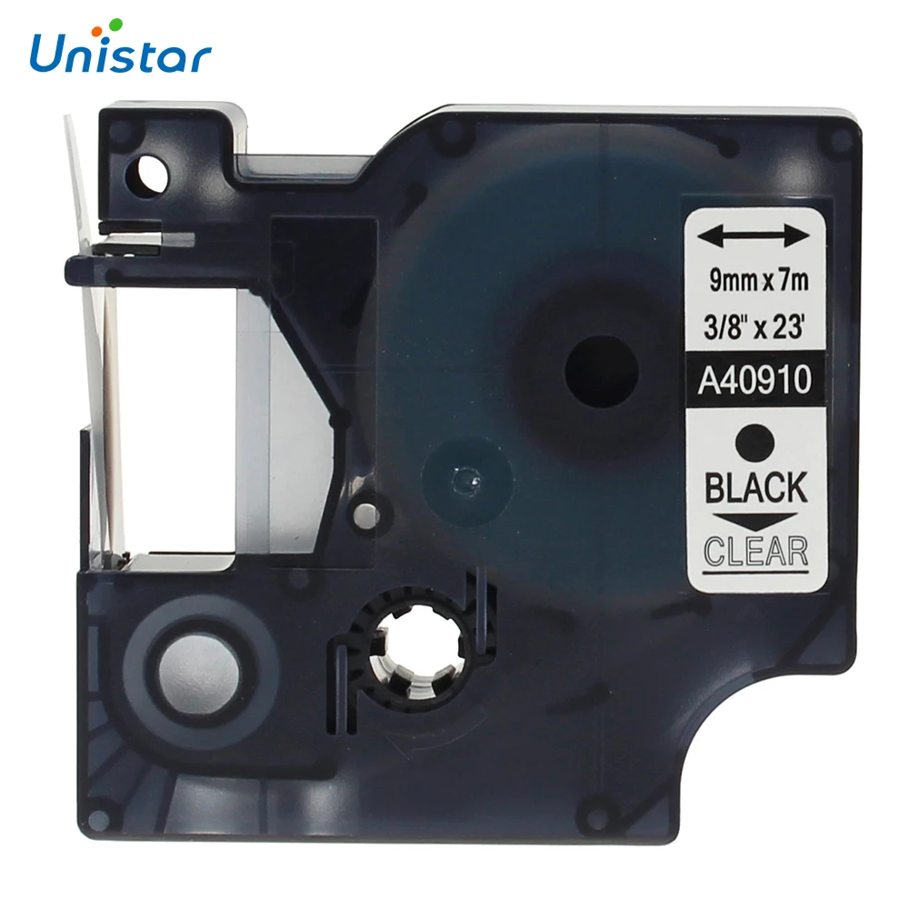 UNISTAR из 2 предметов Совместимость Dymo Этикетка ленты 9 мм черный на 40910 Label Printer лента для Dymo D1 Label Maker s0720670