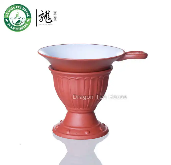 

Yixing Zisha Clay Glaze Lined Red Tea Strainer & Stand