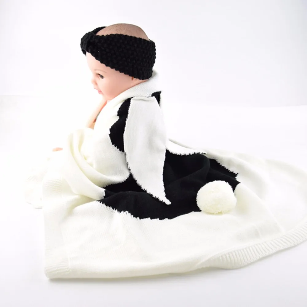 Мультяшное Вязаное детское одеяло с кроликами для новорожденных мальчиков и девочек, банное полотенце, игровой коврик с заячьими ушками, пеленка для сна, Комплект постельного белья с одеялом