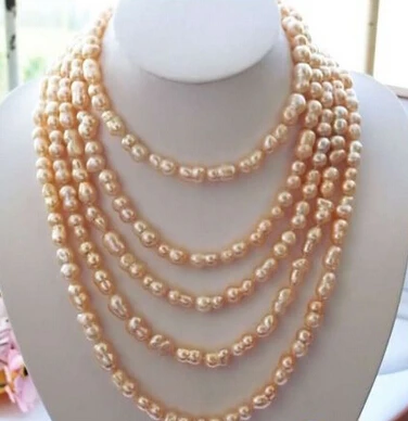 bjc 0002025 100"16MM PINK BAROQUE DOUBLE FW CULTURED PEARL NECKLACE (C0309)