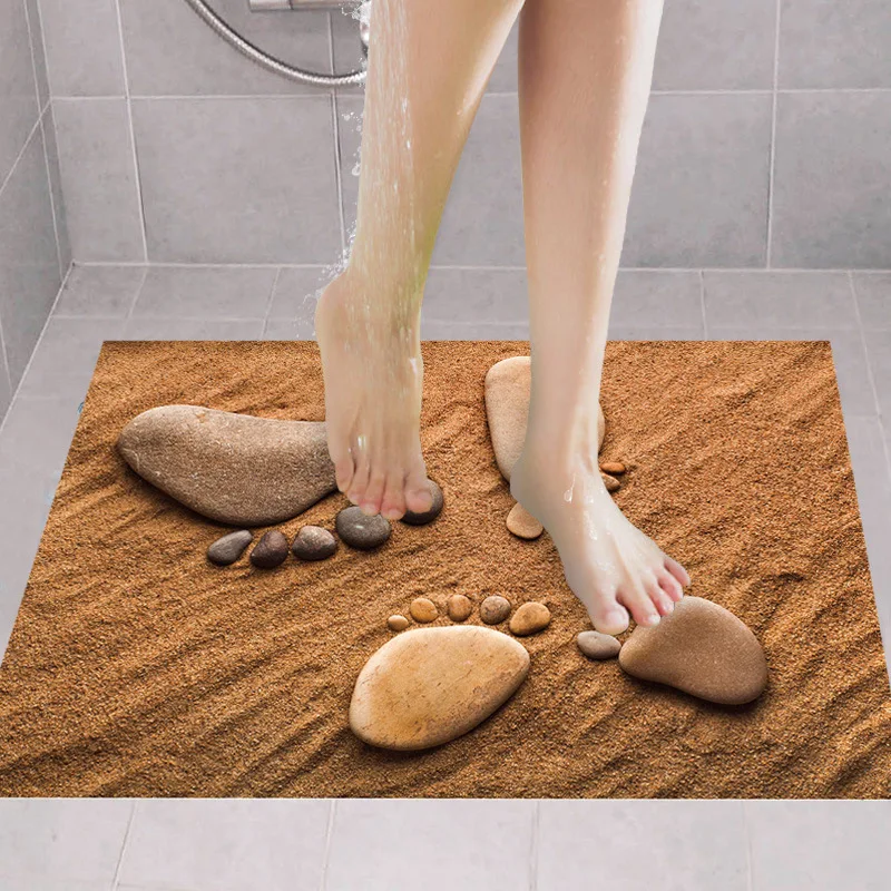 New 3D Beach Footprints Non-slip Floor Sticker Waterproof Wall Stickers For Kids Rooms Bathroom Home Decor Living Room Art Mural | Дом и сад