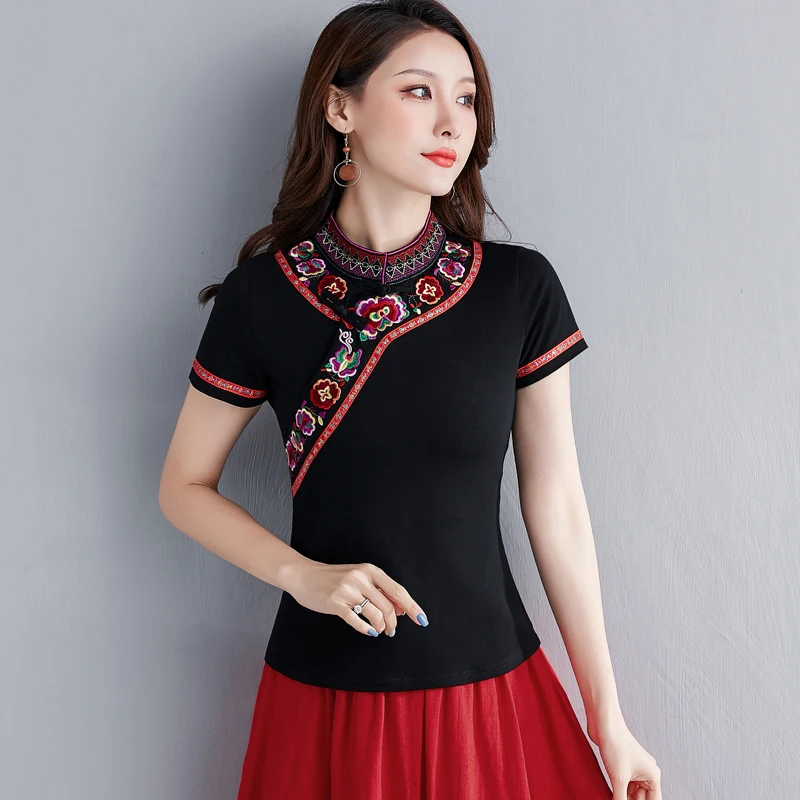 KYQIAO blusas mujer de moda 2020 женские топы этнические рубашки дизайнерские зеленые красные