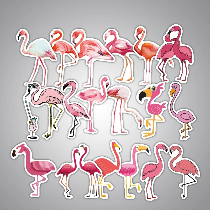 

18 sheets Flamingo Skateboard Stickers Pack, Cool Bike Laptop Luggage Snowboard Car Decals, Waterproof Vinyl and Sharp Colors