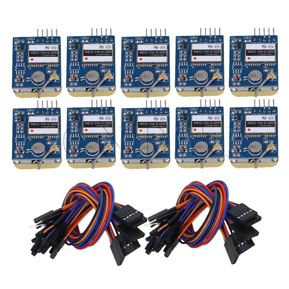 

CNBTR UART Serial GPS NEO-7M-C GPS Module with Active Antenna TTL Level 3.3V/5V Pack of 10