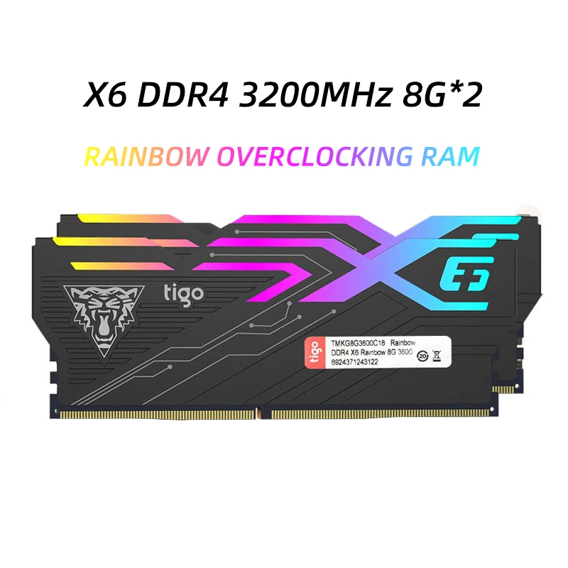 

RAM LED Light PC Gaming Memory 16GB DDR4 3200 MHz for Desktop XMP Overclock Memoria DIMM X6 Rainbow and RGB