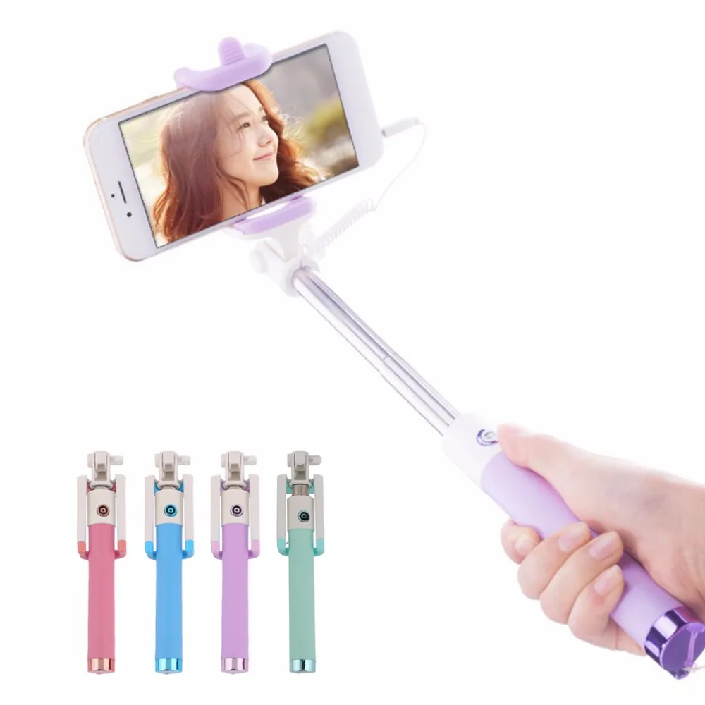 Universal Candy Mini Selfie Sticks Monopod Wired Extendable Selfie Sticks for iPhone for Samsung