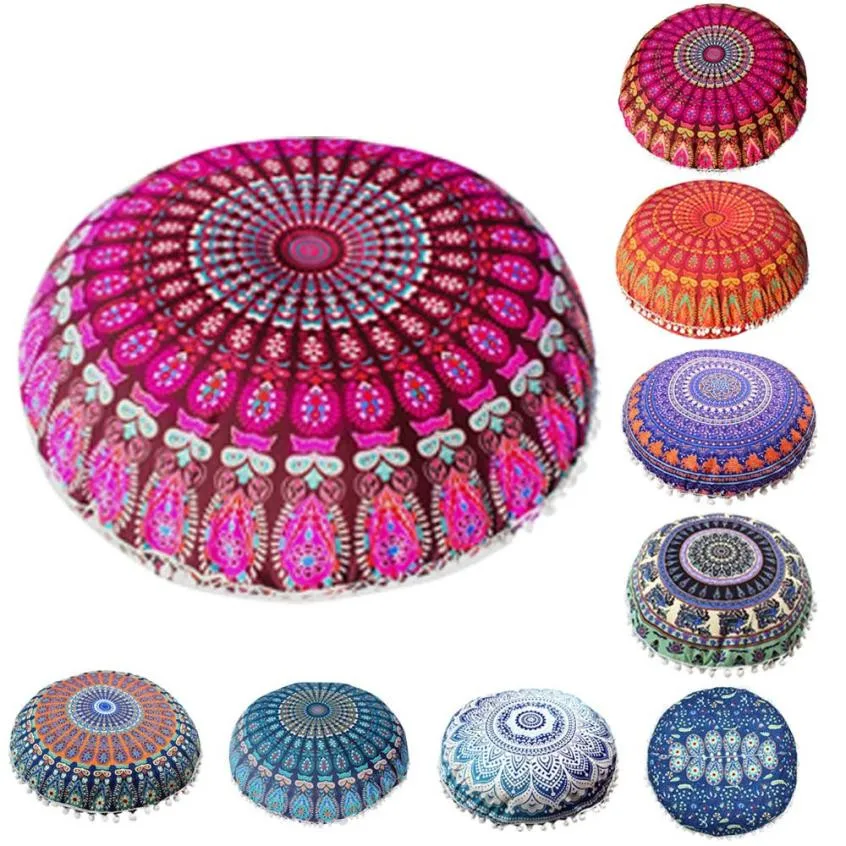 

Mandala Pattern Round Cushion Cover Pillowcase Bohemian Polyester Retro Style Tassel Pillows Case Sofa Decorative 43*43cm 2.9#5$