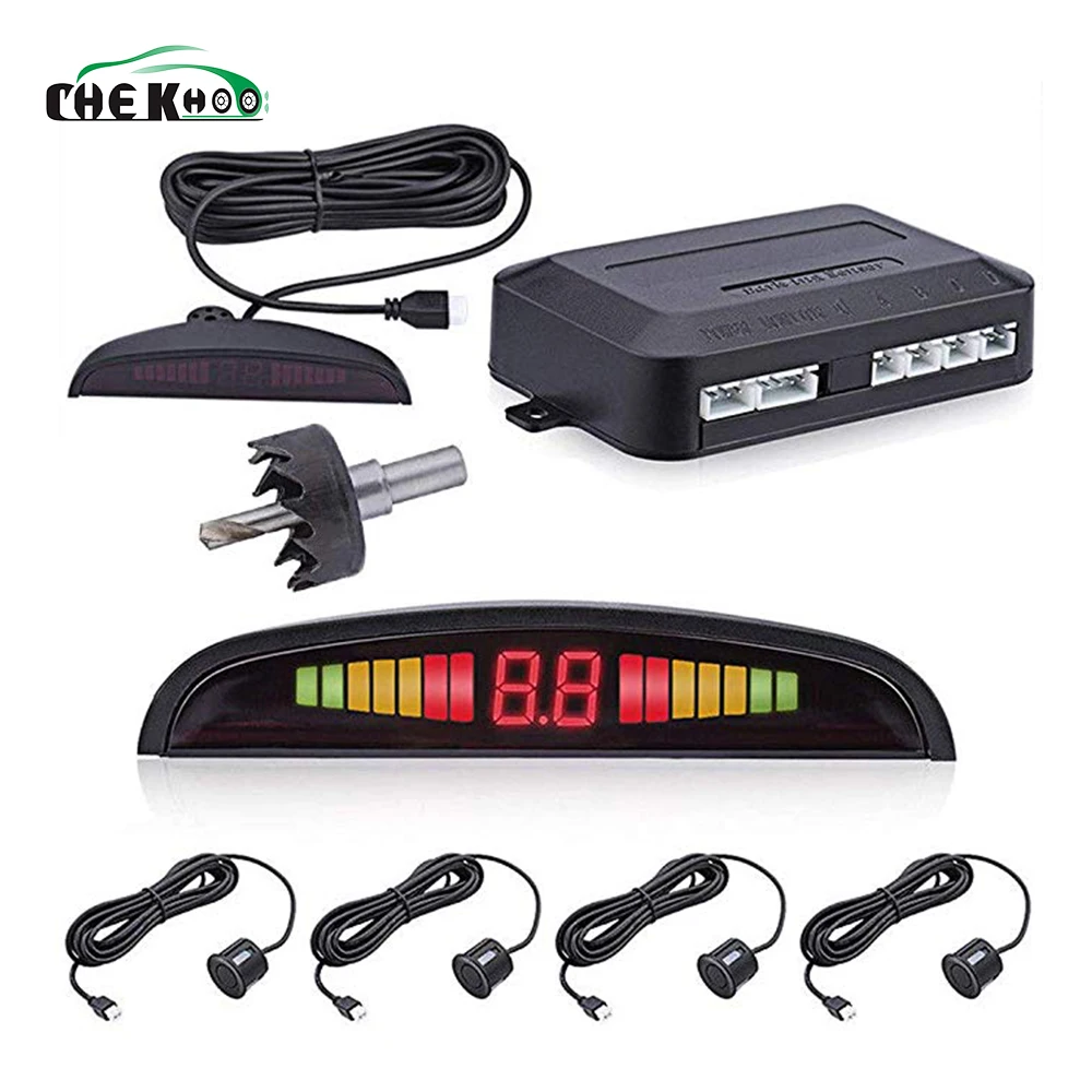 Auto Auto Parktronic LED Parkplatz Sensor Mit 4 Sensoren Reverse Backup Parkplatz Radar-Monitor Detektor System Backup Unterstützung Auto Auto Parktronic LED Parkplatz Sensor Mit 4 Sensoren Reverse Backup Parkplatz Radar-Monitor Detektor System Backup Unterstützung