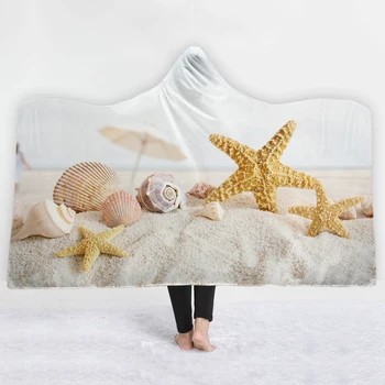 

Shell Starfish Blankets hats sofa Seaside Blankets keep warm comfortable soft high quality white sand stone Blankets