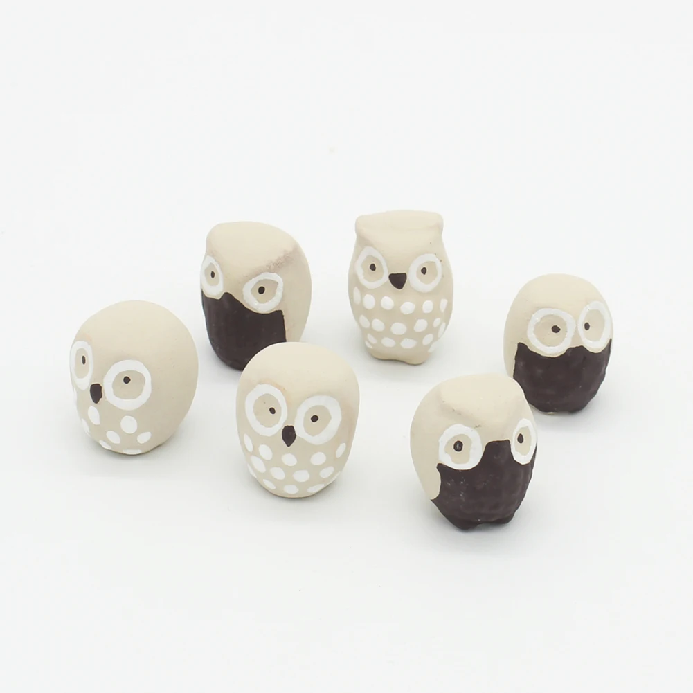 

6pcs Creative Ceramic Mini Owls Miniature House Fairy Garden Micro Landscape Ornaments Micro Landscape Decor