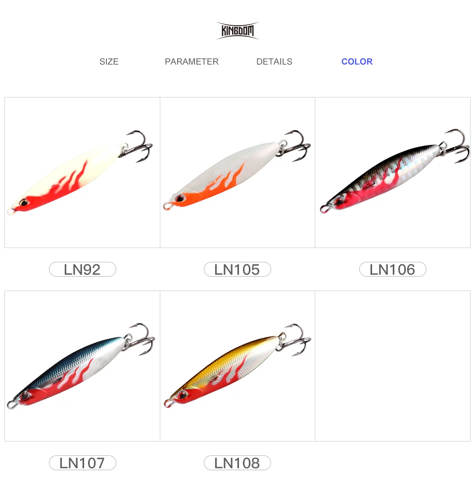 Kingdom 2019 New Metal Cast Jig spoon Fishing Lures 7g 10.5g 14g 21g casting jigging Lead Inside Fish Sea Bass Artificial Baits  (11)