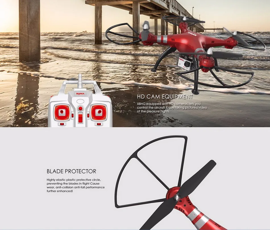 2016 Syma X8HG with 8MP HD Camera High Hold Mode 2.4G 4CH 6Axis RC Quadcopter RTF Vs MJX X101 Syma X8 X8G X8C X8W (7)
