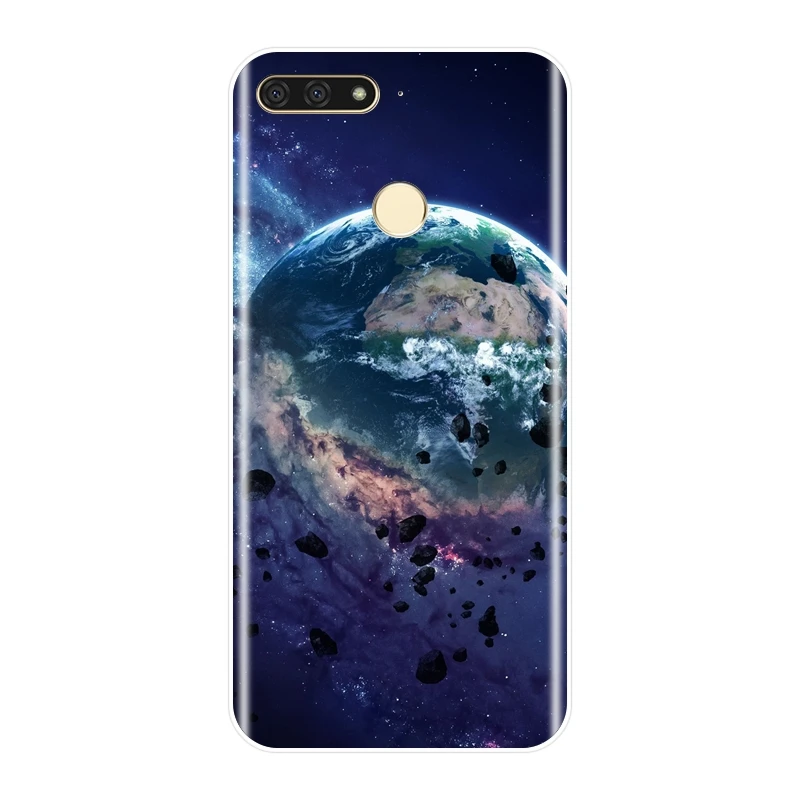 Чехол для телефона Space Earth Blue huawei Y5 Y6 Y7 Prime 2017 2018 Y9 2019 Мягкая силиконовая задняя