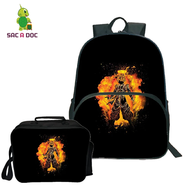 

Dragon Ball Z Black Backpacks Laptop School Backpack for Teenager Girls Boys Travel Rucksack with Lunch Box Mochila Escolar