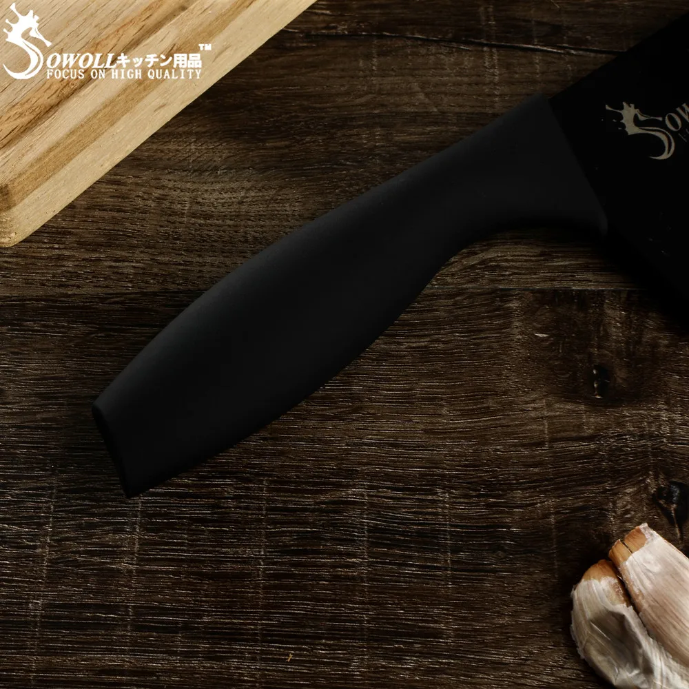 SOWOLL нож из нержавеющей стали " Универсальный 7" Santoku " Кливер разделочный нож 3 шт кухонный нож+ зажим для посуды+ форма для омлета