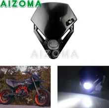 Bicicleta da sujeira Branco Lâmpadas Dos Faróis de LED Universal 4 Cores Da Motocicleta Farol Para Honda XR KLX Motocross KTM EXC XTZ-850 Supermotor