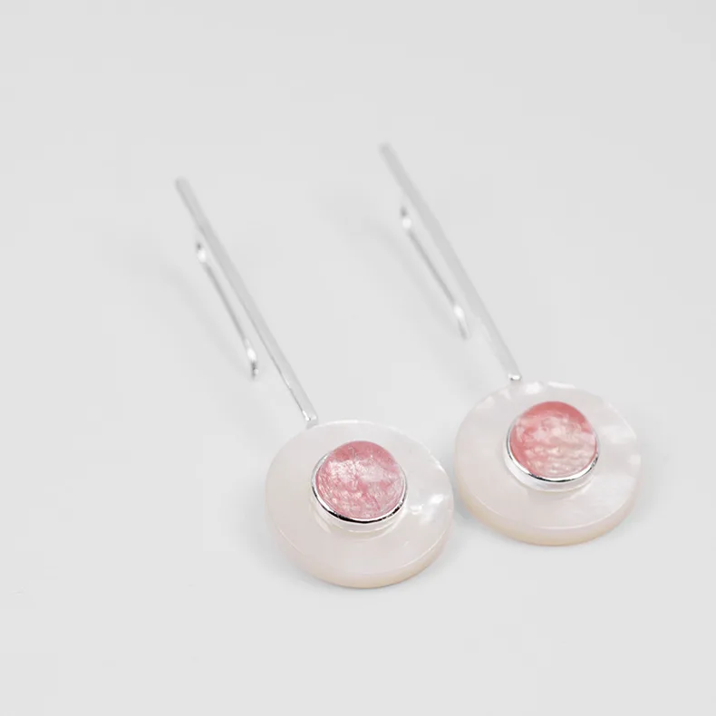 INATURE простой OL стиль, натуральный камень 925 Висячие серьги из серебра 925 пробы для женщин ювелирные изделия - Окраска металла: Pink