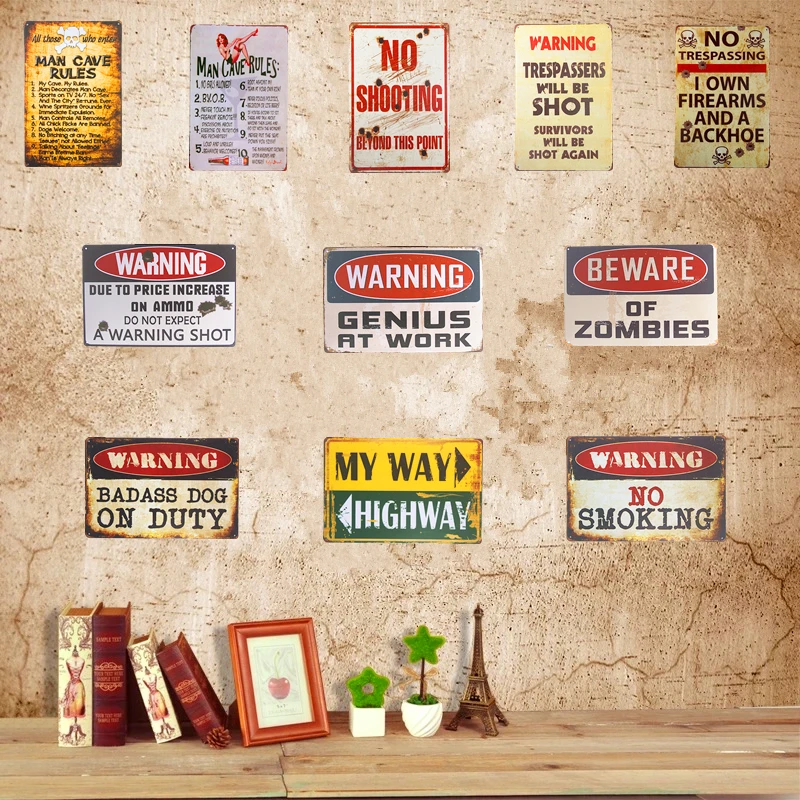 

Retro Vintage Metal Tin Sign Plaque Warning Poster Man Cave Rules Wall Plaque Poster Restaurant Coffee Home Wall Decor
