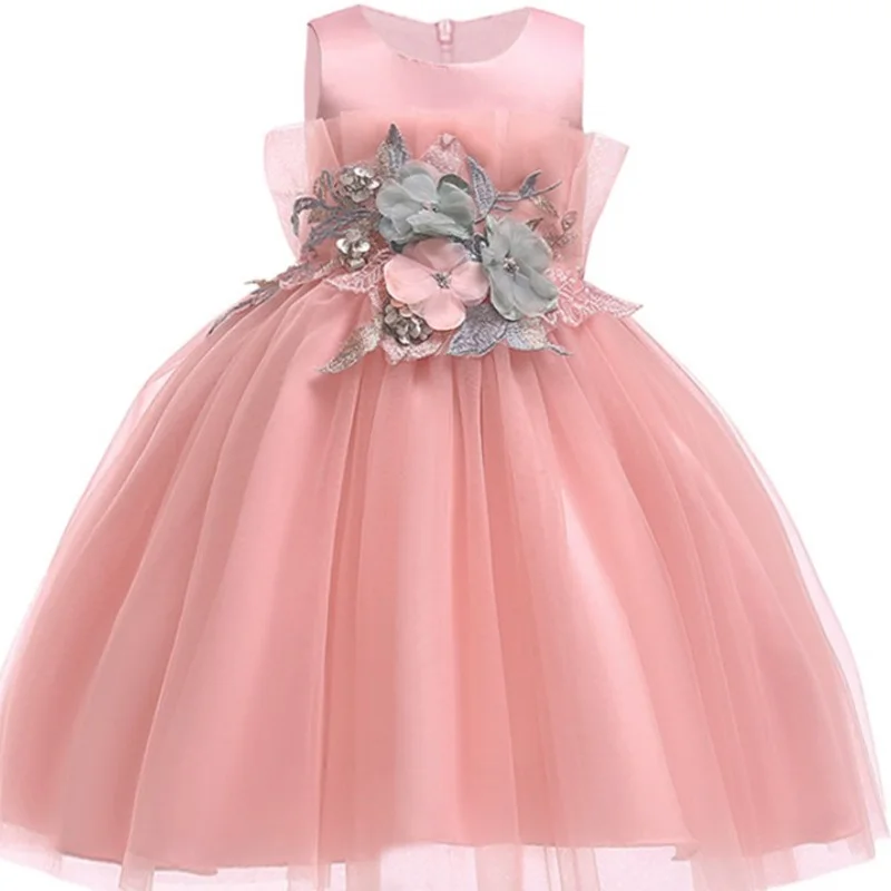 Летние фатиновые Платья с цветочным узором для девочек для свадебной вечеринки; платье принцессы без рукавов с розами для маленьких девочек; детское Новогоднее платье; Vestidos