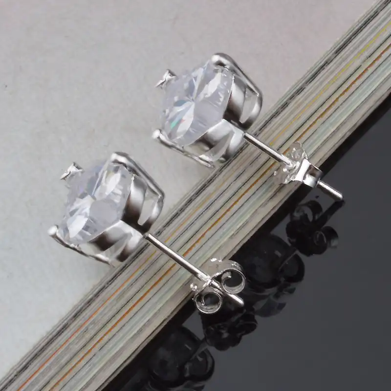 Бесплатная доставка, ювелирные изделия, Настоящее серебро 925 пробы, в форме сердца, циркониевые серьги, Классические серебряные серьги с цирконием