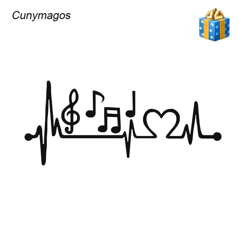 Cunymagos Music Notes Heartbeat Vinyl Car Sticker Creative Accessories Auto Window Decal Styling 21.5*8.3cm | Автомобили и