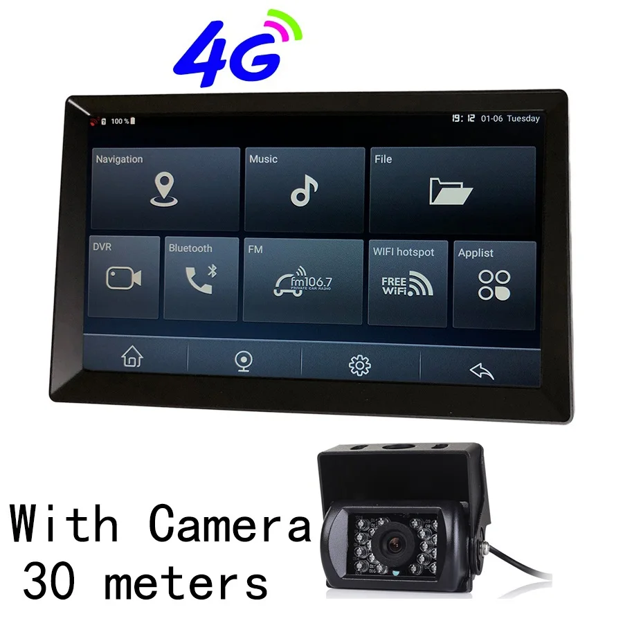 Udricare 10 дюймов Android 8,1 WiFi Bluetooth телефон 4G SIM карта интернет Автомобиль Грузовик Автобус gps навигация Full HD 1080P двойной объектив DVR - Название цвета: With 30m Back Camera