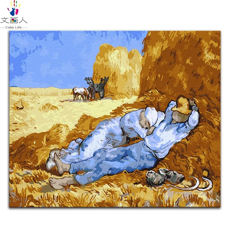 Картина «сделай сам» по номерам картины Винсента Ван Гога «Звездная ночь» Абстрактные Художественные картины по номерам с цветами - Цвет: 3327 Lunch break