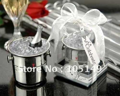 

10Pcs/lot Wedding anniversary gift of It's About Time Let's Celebrate Champagne Bucket Timer Wedding Favor For Kitchen favors