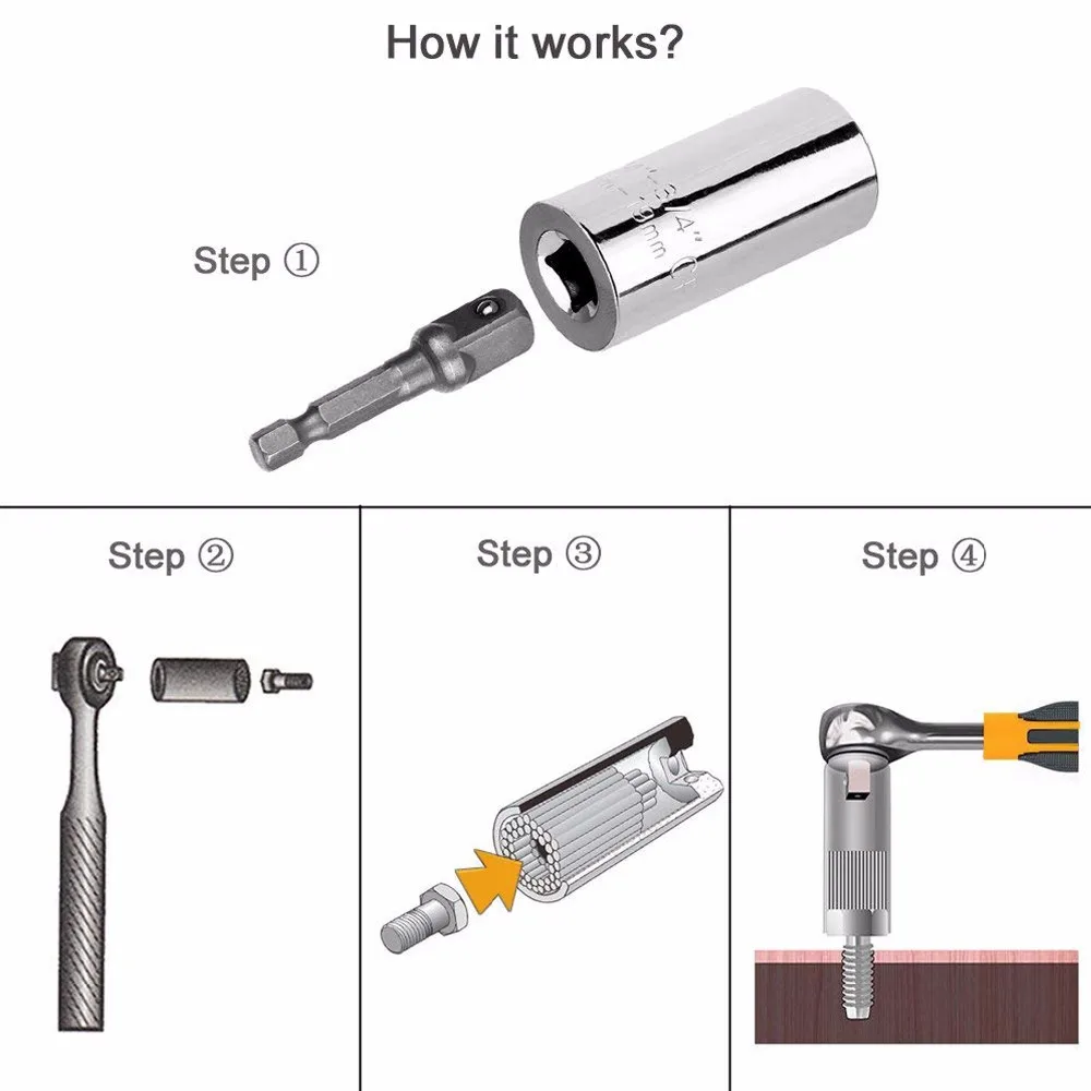Regatic 7mm-19mm Universal Socket Grip Ratchet Wrench Power Drill Adapter /& 105 Degree Right Angle Driver Extension Power Screwdriver Drill Bit Attachment Repair Tool Gifts for Dad Men Fathers Day