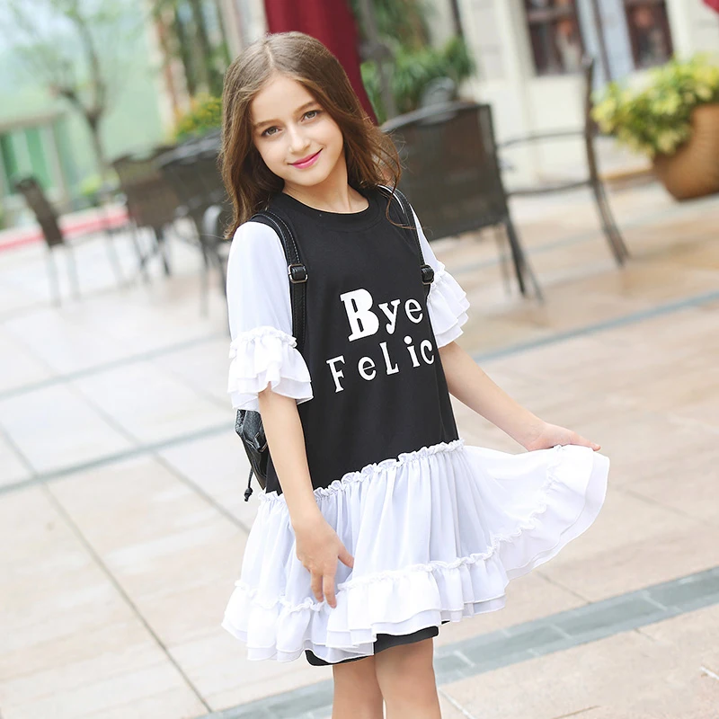 2016 Summer Girls Cotton Frock Designs Baby Party Frocks Teenage Girl Dress For Age 5 6