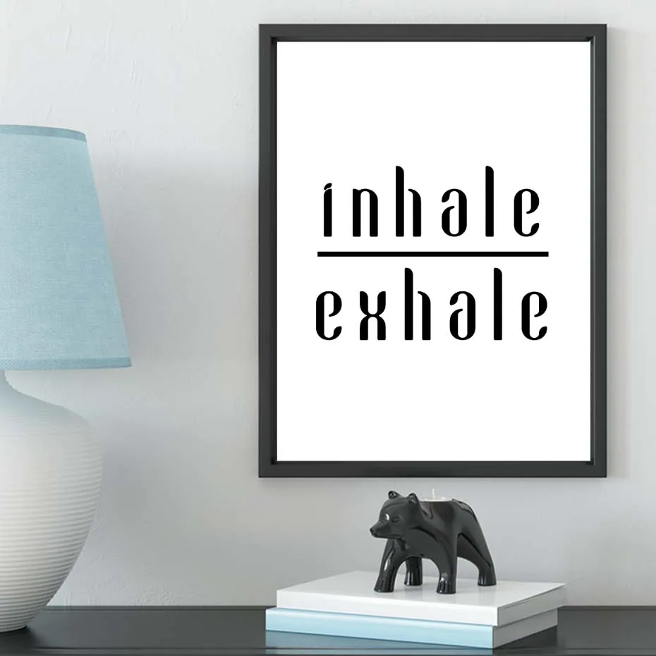 Aum Ohm Om Yoga Poster Canvas Painting Quotes Inhale Exhale  Prints Wall Art Picture For Relaxation Home Decoration No Frame (1)