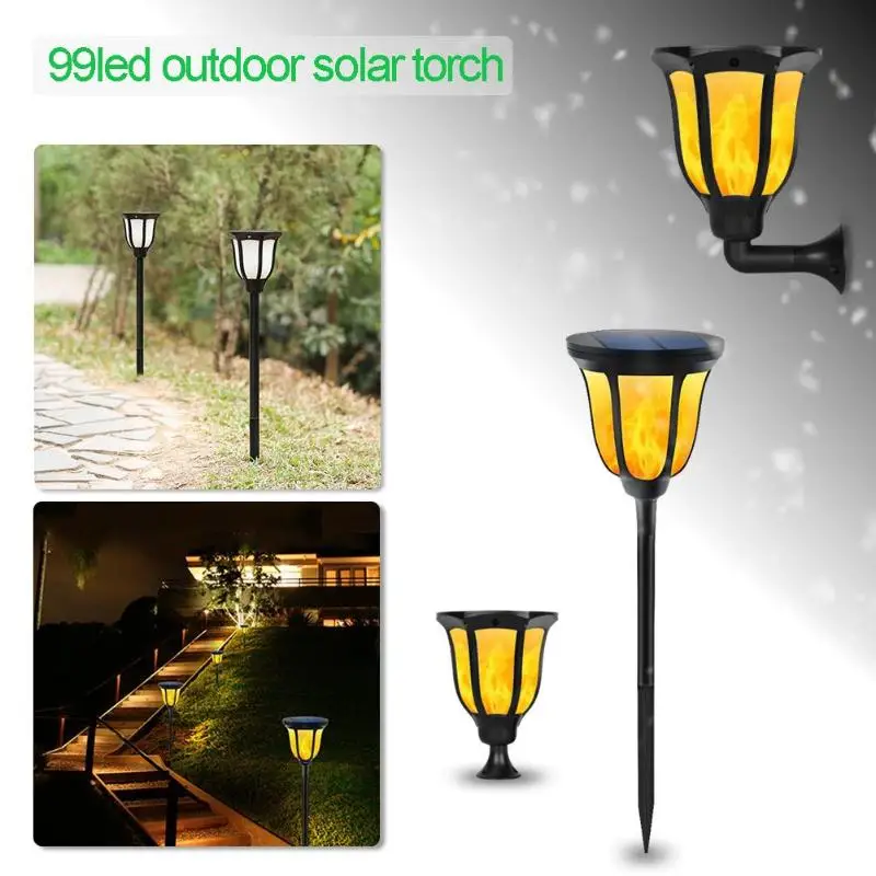 

2pcs Solar Powered LED Flame Light IP65 Waterproof Outdoor Solar 99LED Flickering Flame Lights Outdoor Solar LED Fire Lamp
