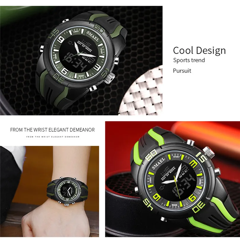SMAEL Men's Watches Dual Time Camouflage Sport Watch LED Digital Watch New Fashion Digital Quartz For Sport Man #4m19 (12)