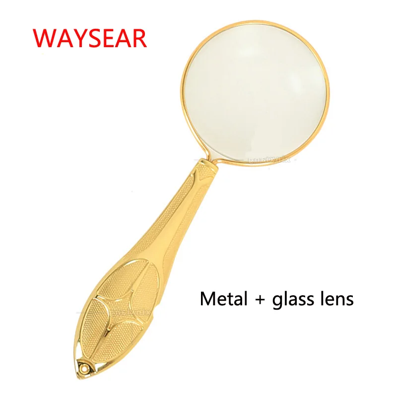 

metal magnifier magnifying glass 5X magnified for Old man reading helping hand Lightweight