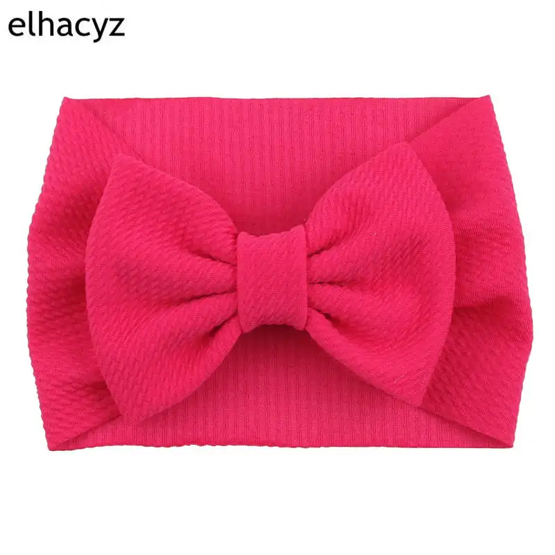 New Arrival Turban Popular 5'' Big Hair Bow Headband For Girls Headwrap Textured Fabric Elastic Kids DIY Hair Accessories - Цвет: 3