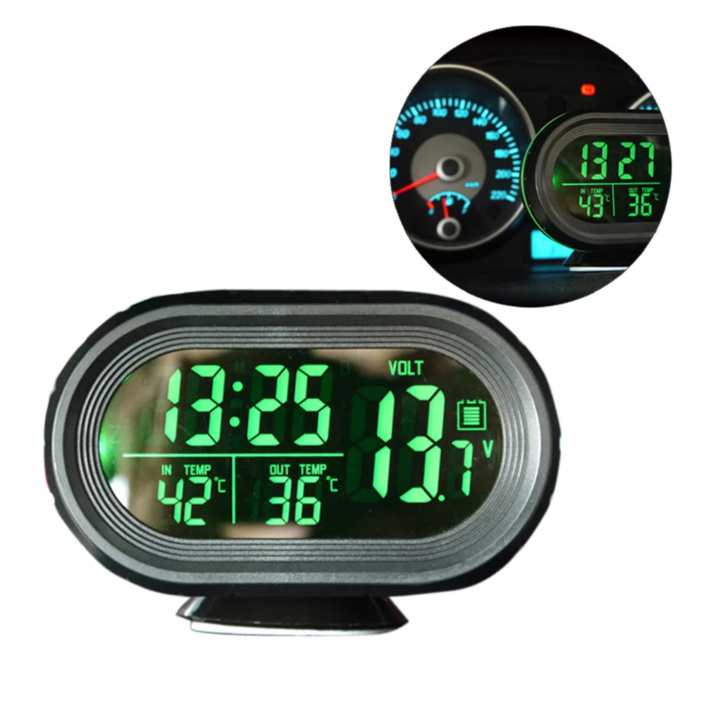 

Car Auto Vehicle Digital LCD Monitor Thermometer Alarm Clock Voltage 12V-24V with Night Light M8617