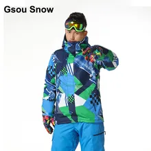 Gsou зимняя мужская водостойкая Лыжная куртка синий сноуборд одежда Спортивная Верхняя теплая красная ветрозащитная зимняя куртка 1416
