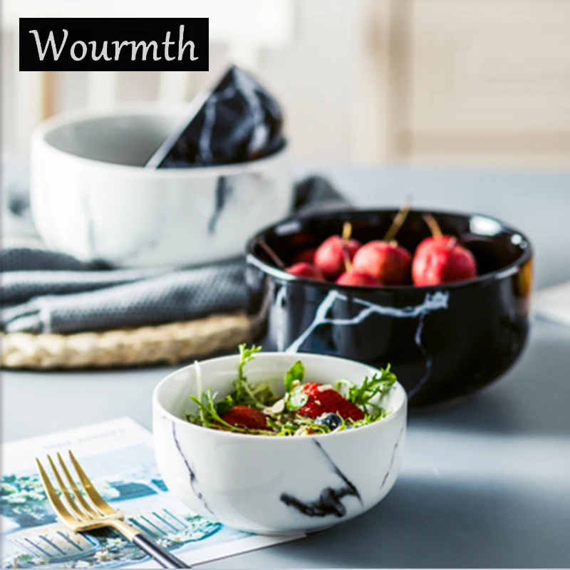 

Wourmth Creative Kitchen Marble Dinnerware 4.5inch /6 inchCeramic Rice Bowls Nordic Porcelain Grain Cereal Soup Bowl Tableware
