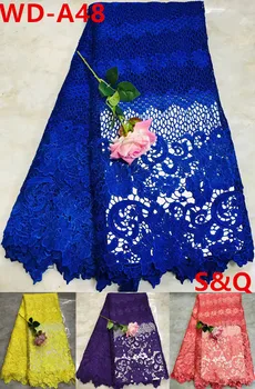 

Nigerian lace fabrics 5yards latest african laces blue african cord lace fabric high quality african fabric for dress WD-A48