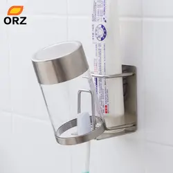 ORZ настенный держатель зубной щетки аксессуары для ванной комнаты из нержавеющей стали органайзер для зубной пасты ванная полка держатель