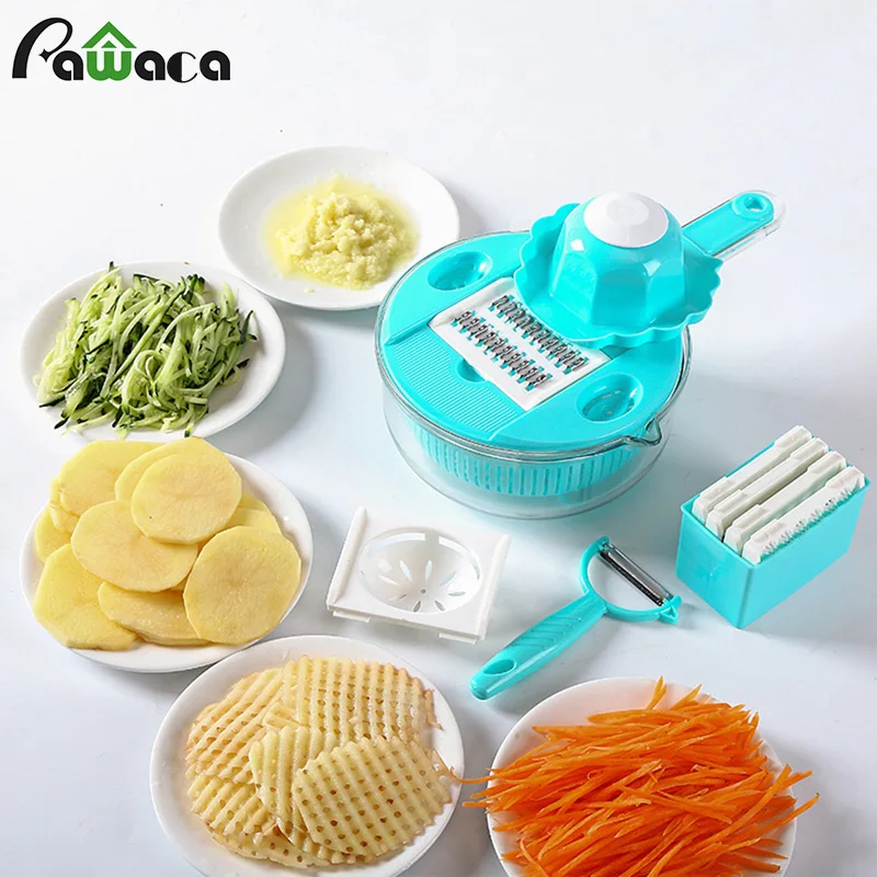 

8 in 1 Mandoline Slicer Vegetable Chopper Dicer Cutter Spiralizer Salad Maker Egg Separator Potato Peeler with Strainer Kitchen