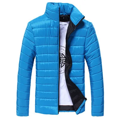 Зимняя мужская куртка, брендовая повседневная мужская теплая куртка и пальто, толстая парка, мужская верхняя одежда, куртка-бомбер, Мужская одежда, jaqueta masculino - Цвет: Sky Blue FK108