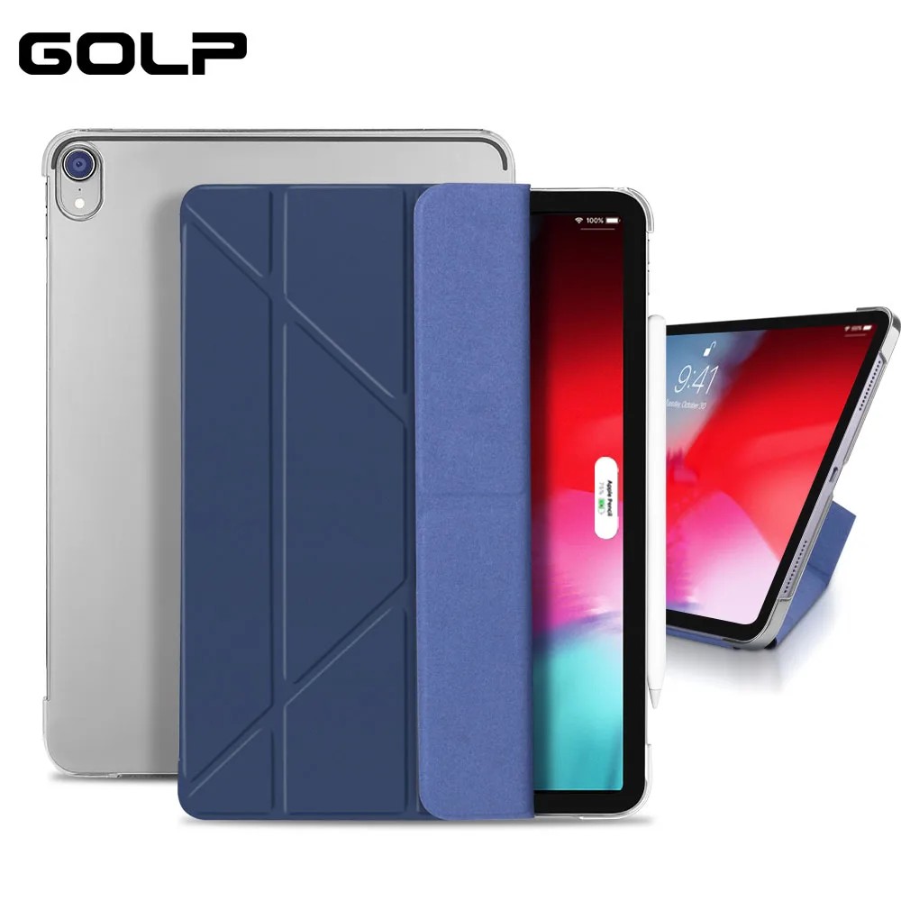

Case For iPad Pro 12.9 2018, GOLP PU Leather Front Cover+Hard PC Back Magnetic smart cover for iPad Pro 11 2018 case