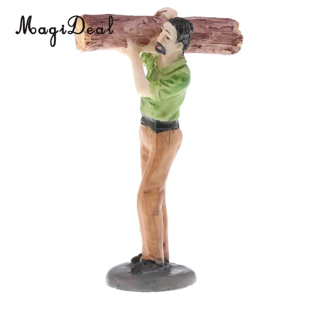 MagiDeal 1Pc Sand Table Scene Woodcutter Timberjack Figure Model Layout Landscape Scenery for Home Room Decor Children Kids Toy