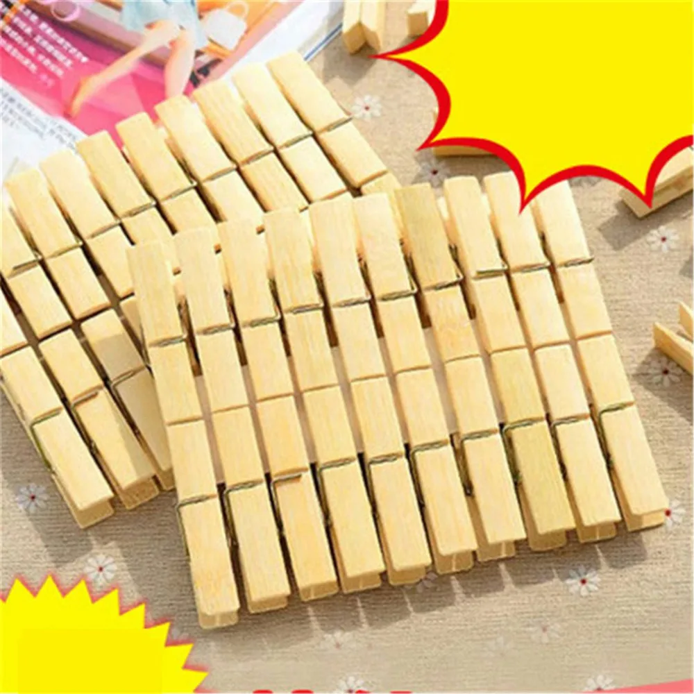 20PCS  SET Inicio convenientes clips de lavandería bambú natural cortavientos pinzas para la ropa 