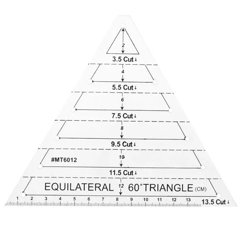 Прозрачный акриловый лоскутный ремесло лоскутное шитье линейка режущие линейки DIY домашнее шитье правило инструменты для рисования - Цвет: 60 Triangle