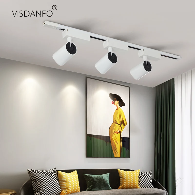 

VISDANFO Modern Aluminum Ceiling Spot Rail led Track Lighting Replace Cob 10w 20w 30w Aisilan Rail Lights Fxtures