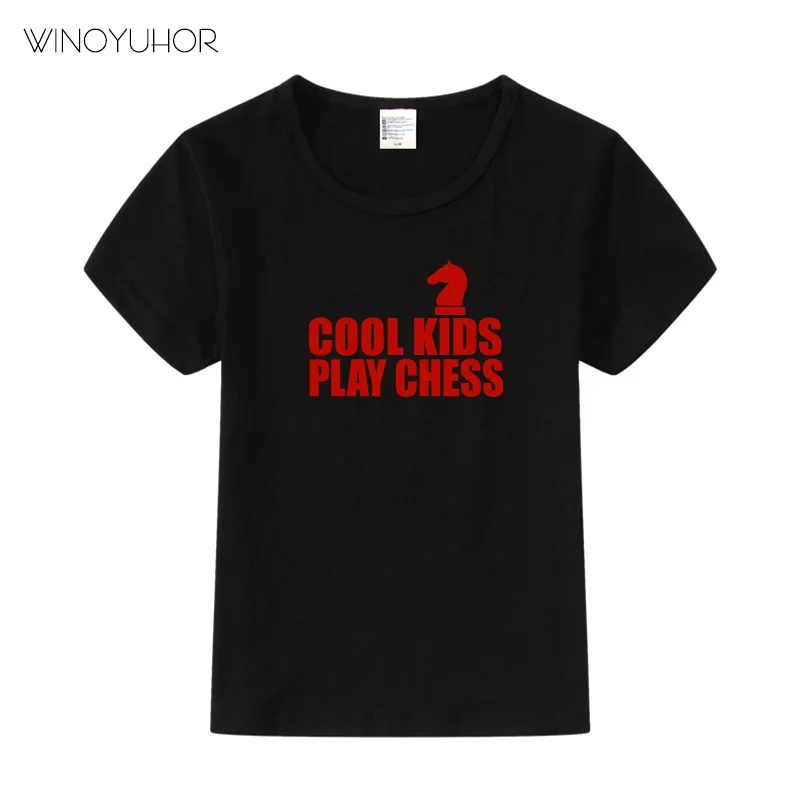 Крутая Детская футболка с надписью «игра в шахматы» г. Детская летняя повседневная футболка с короткими рукавами Топы для маленьких мальчиков и девочек, брендовая одежда - Цвет: Black