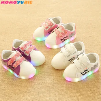 

2018 European new camouflage stars cool girls boys shoes LED lighting fashion baby kids sneakers casual glowing children shoes