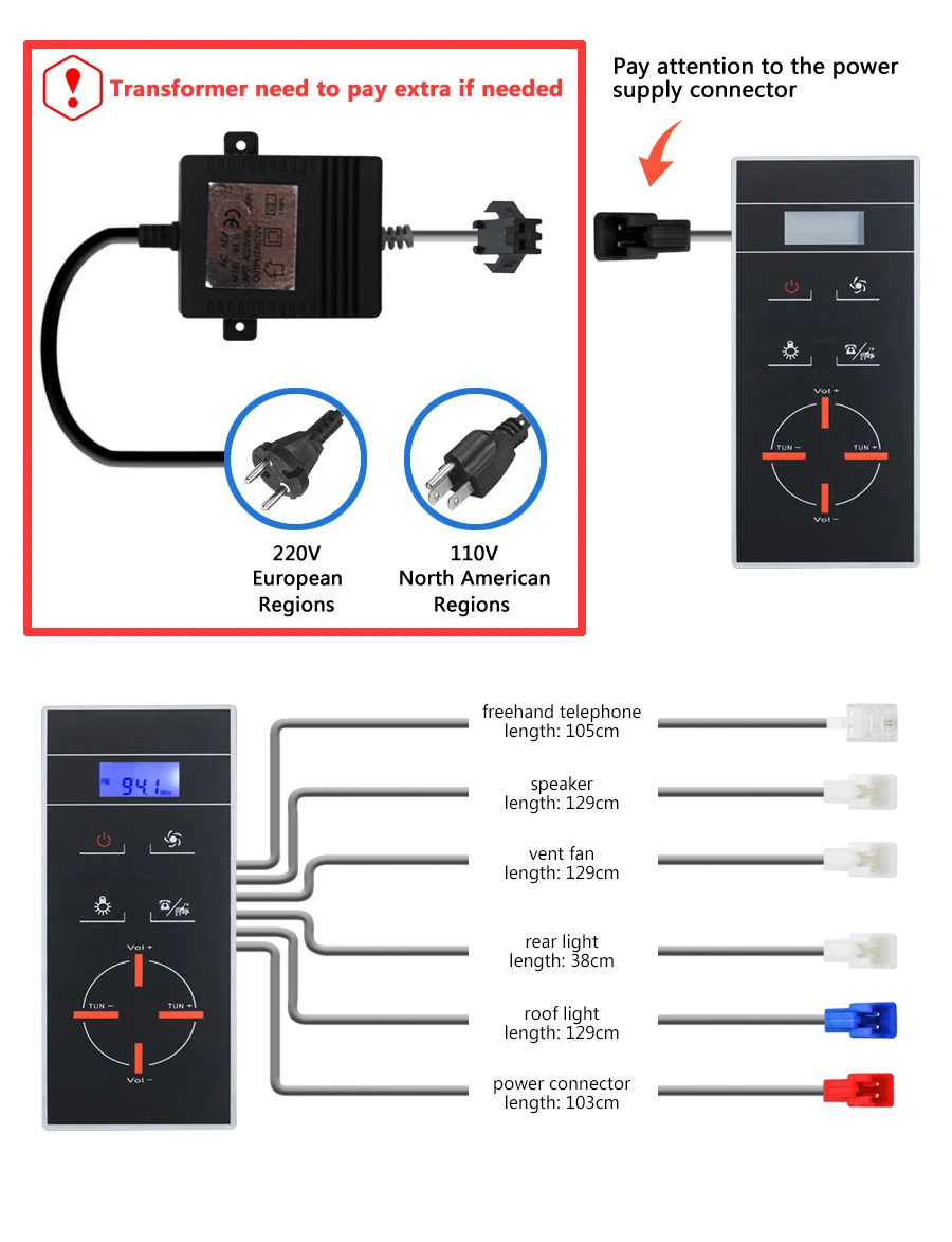 CE сертифицированный AC 12V черный ЖК-дисплей экран душевая комната радио управление Лер панель для Ограждённая душевая кабина управления